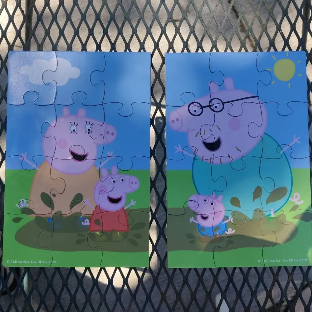 Vintage 2003 Peppa Pig 5 Puzzle Set Wooden Storage Numbered Pieces